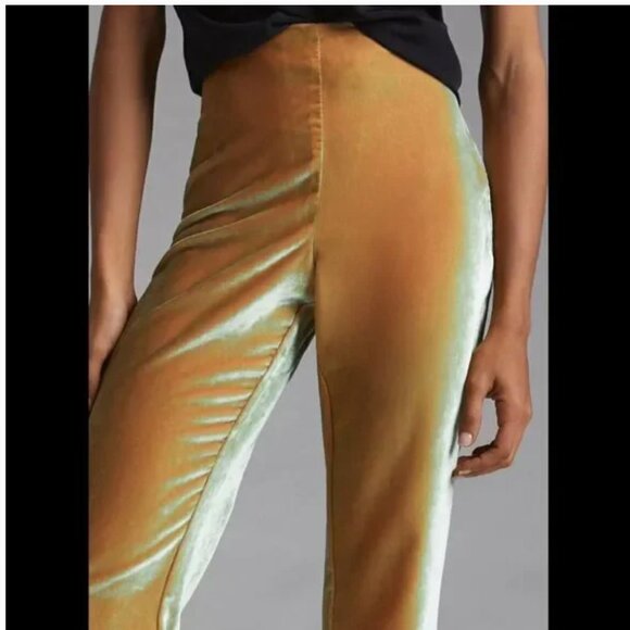 Beatrice .b x Anthropologie Flared Velvet Womens 4 Iridescent Green Orange Italy - Picture 3 of 15